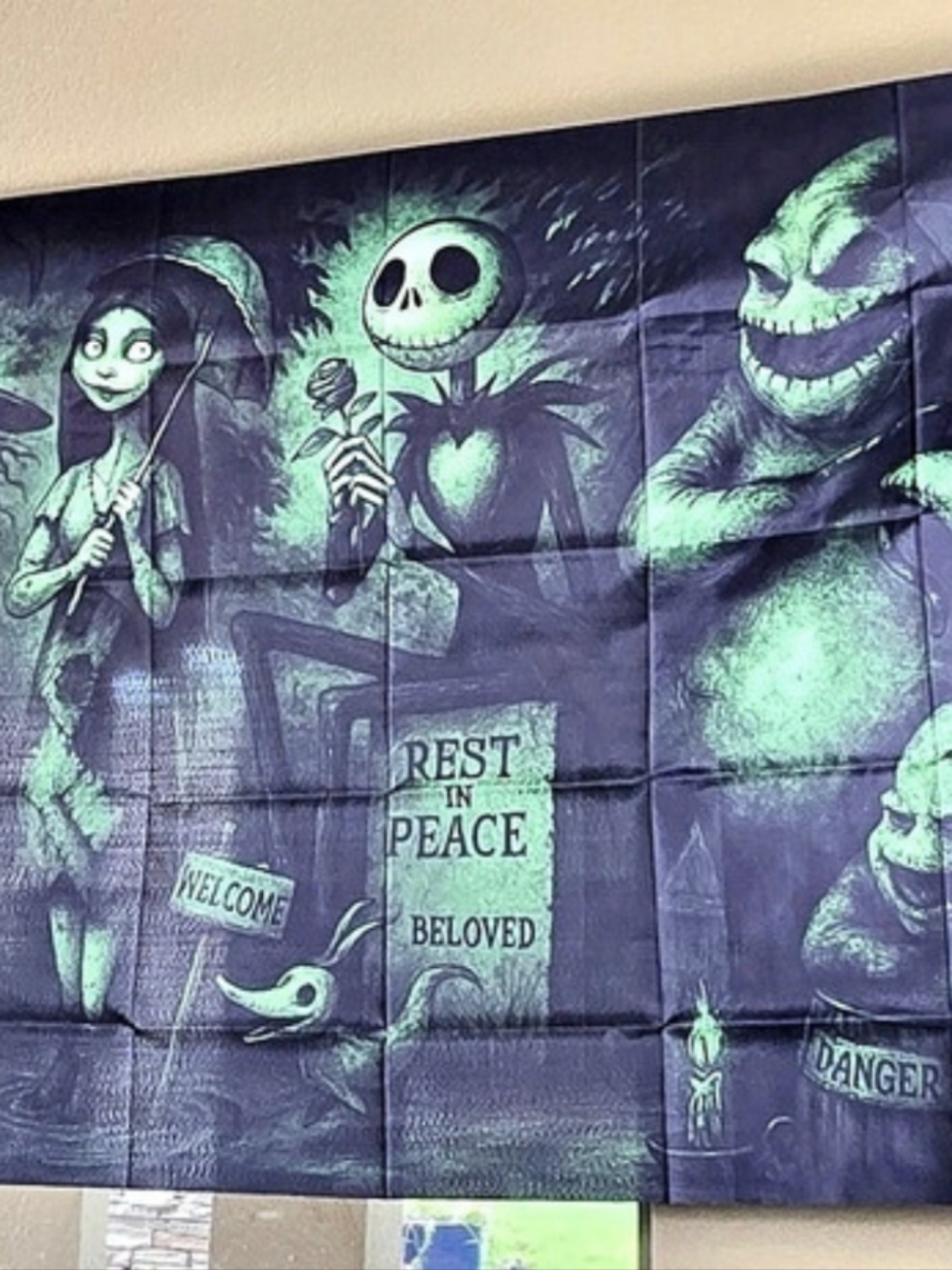Nightmare Before Christmas Haunted Mansion Tapestry Flag Halloween. NWT